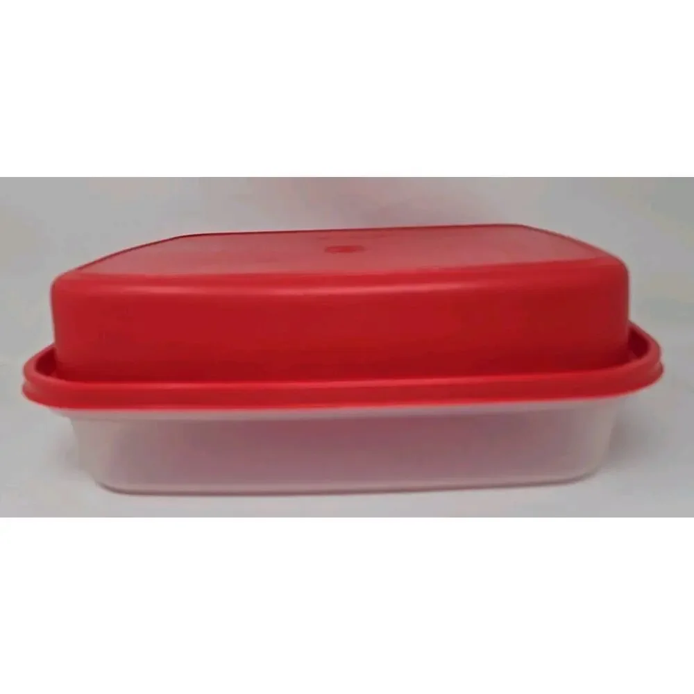 Tupperware #1294 Lg Marinade Meat Tenderizer Keeper Container Red & Sheer U143